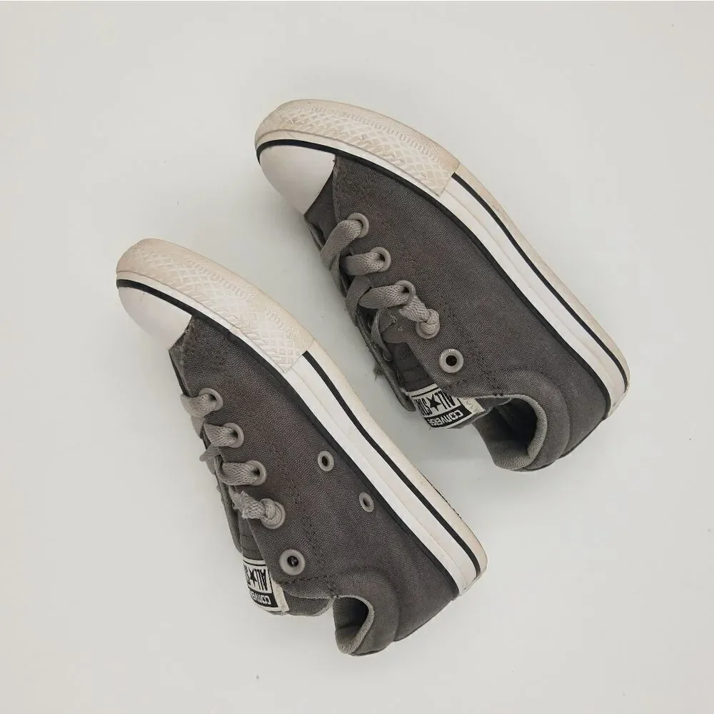 Converse All Star Junior Sz 1 Low Top Sneakers Gray Padded Lace Up Chuck…